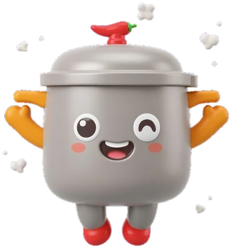 Tawa, a steel pressure cooker with big eyes, orange handles, a red whistle and red shoes